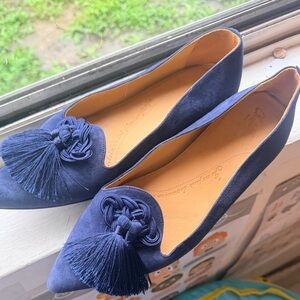 Chic Navy Tassel Loafers for Women